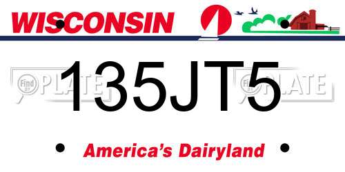 135JT5 Wisconsin License Plate