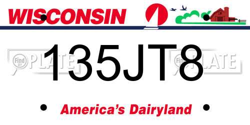 135JT8 Wisconsin License Plate
