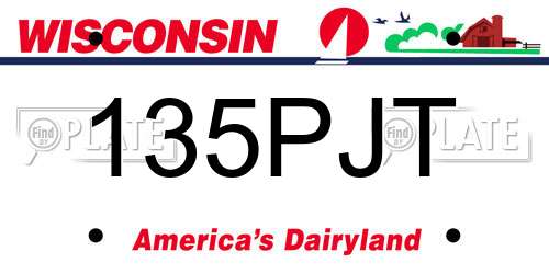 135PJT Wisconsin License Plate