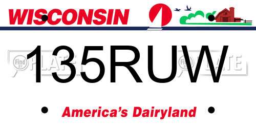 135RUW Wisconsin License Plate