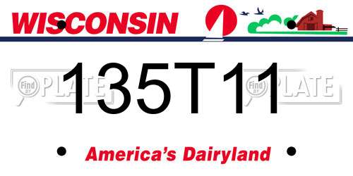 135T11 Wisconsin License Plate
