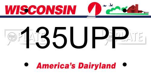 135UPP Wisconsin License Plate