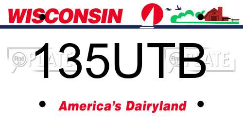 135UTB Wisconsin License Plate