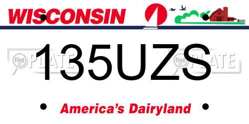 135UZS Wisconsin License Plate
