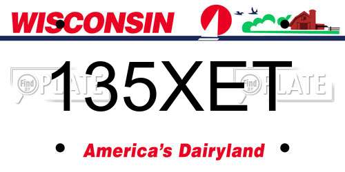 135XET Wisconsin License Plate