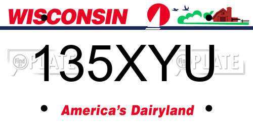 135XYU Wisconsin License Plate