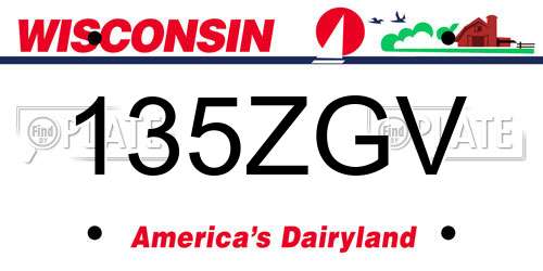 135ZGV Wisconsin License Plate