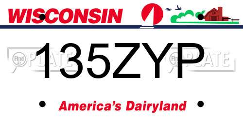 135ZYP Wisconsin License Plate