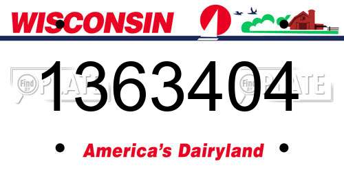 1363404 Wisconsin License Plate