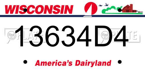 13634D4 Wisconsin License Plate