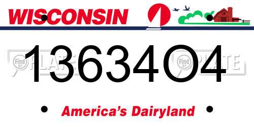 13634O4 Wisconsin License Plate