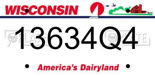 13634Q4 Wisconsin License Plate