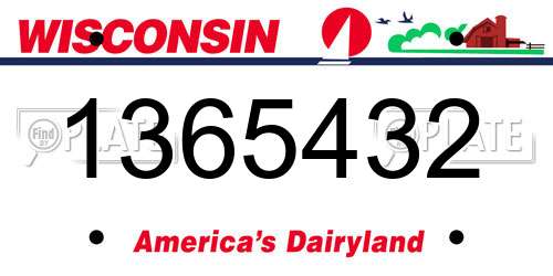 1365432 Wisconsin License Plate