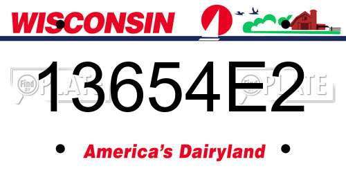 13654E2 Wisconsin License Plate