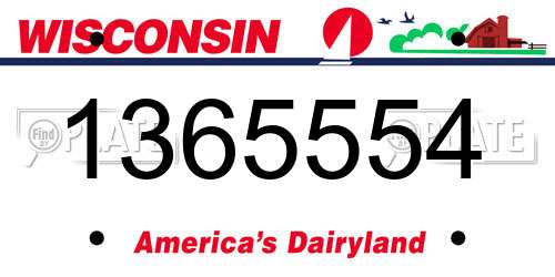 1365554 Wisconsin License Plate