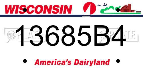 13685B4 Wisconsin License Plate
