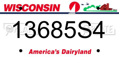 13685S4 Wisconsin License Plate