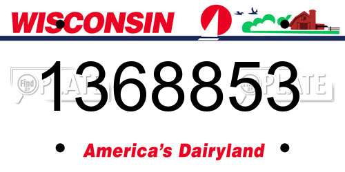 1368853 Wisconsin License Plate