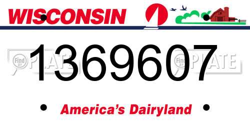 1369607 Wisconsin License Plate