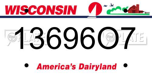 13696O7 Wisconsin License Plate