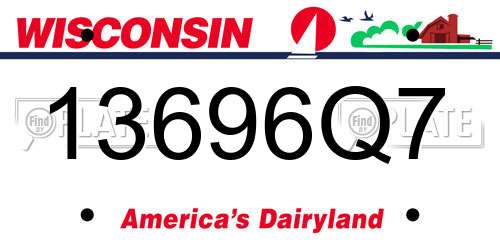 13696Q7 Wisconsin License Plate