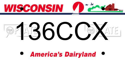 136CCX Wisconsin License Plate