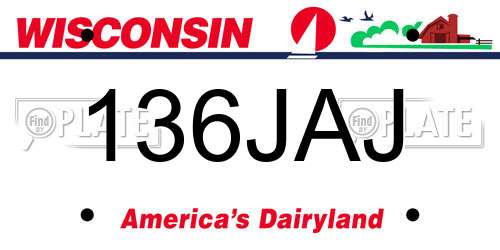 136JAJ Wisconsin License Plate