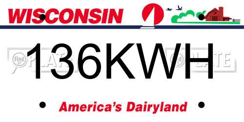 136KWH Wisconsin License Plate