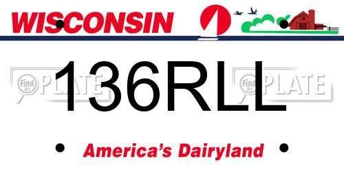 136RLL Wisconsin License Plate