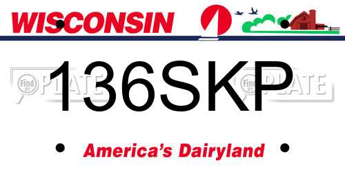 136SKP Wisconsin License Plate