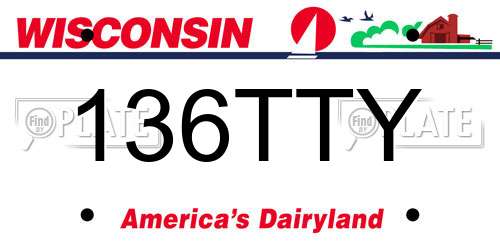 136TTY Wisconsin License Plate