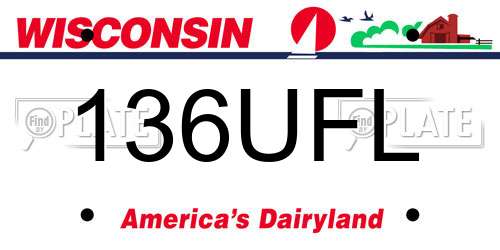 136UFL Wisconsin License Plate