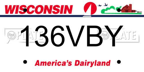 136VBY Wisconsin License Plate