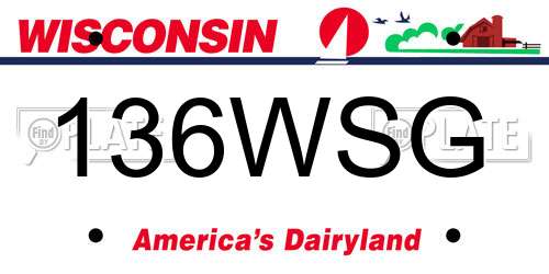 136WSG Wisconsin License Plate