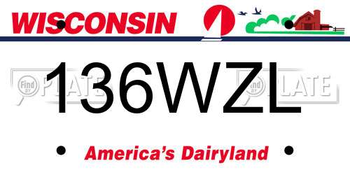 136WZL Wisconsin License Plate