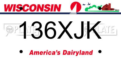 136XJK Wisconsin License Plate