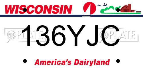 136YJC Wisconsin License Plate