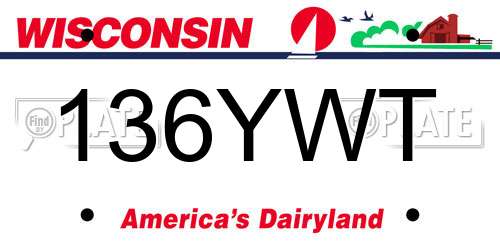 136YWT Wisconsin License Plate
