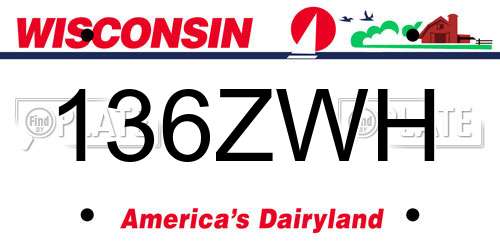 136ZWH Wisconsin License Plate
