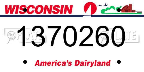 1370260 Wisconsin License Plate