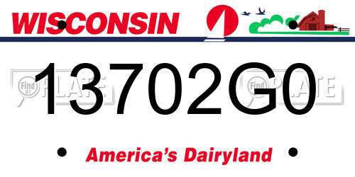 13702G0 Wisconsin License Plate