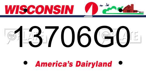 13706G0 Wisconsin License Plate