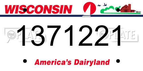 1371221 Wisconsin License Plate