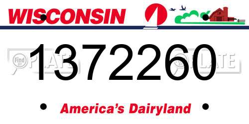 1372260 Wisconsin License Plate