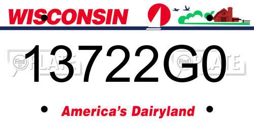 13722G0 Wisconsin License Plate
