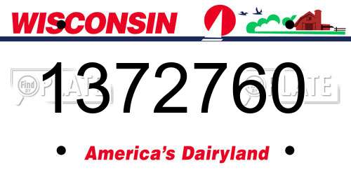 1372760 Wisconsin License Plate