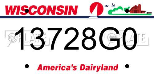 13728G0 Wisconsin License Plate