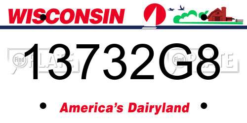 13732G8 Wisconsin License Plate