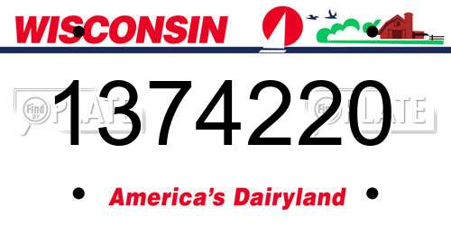 1374220 Wisconsin License Plate