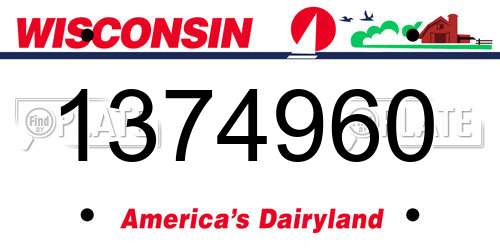 1374960 Wisconsin License Plate